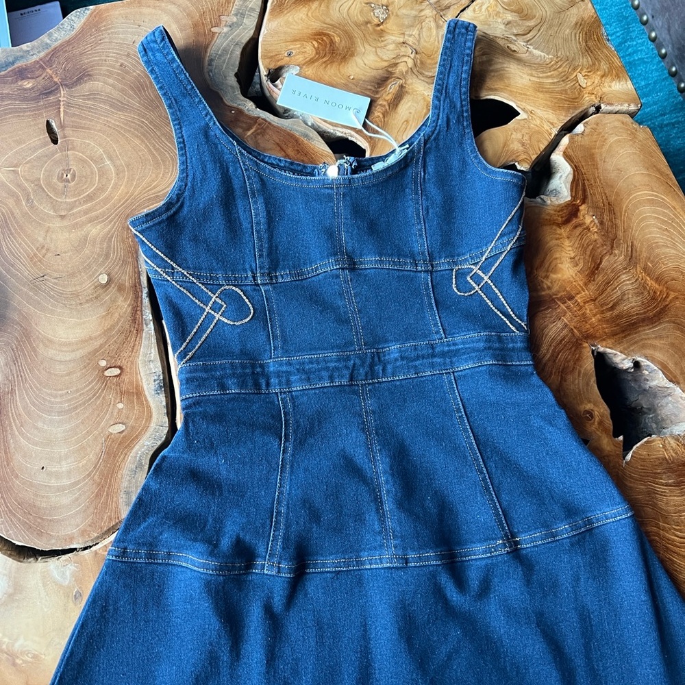 Anthropologie Blue Denim Sleeveless Dress - Picture 7 of 9